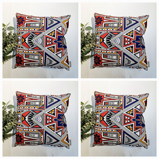 Set of 2 | 4 Cushion Covers |40x40cm | 100% Cotton Wax Ankara Fabric