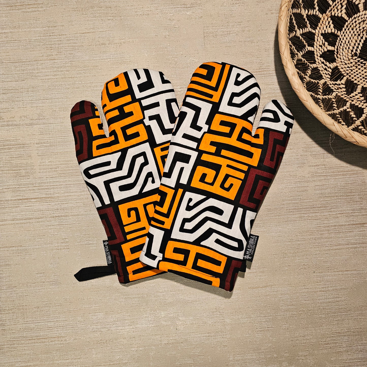 Apron and Matching Oven Gloves Set | 100% Cotton African Print Fabric