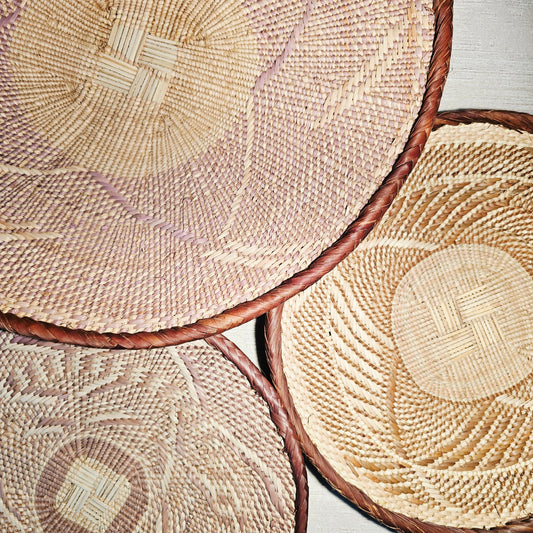 Set of 3 Handmade African Wall Baskets | Zimbabwe Baskets | Boho Wall Decor | 3A