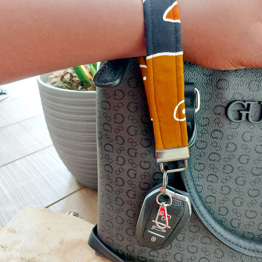 African Print and Leather Key Fob | Wristlet | Key Holder