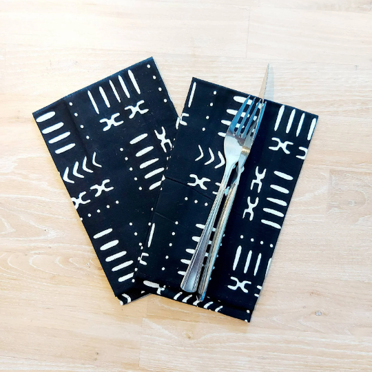 Set of 4 | 8 Napkins | 40x40cm | 100% Cotton African Print Fabric