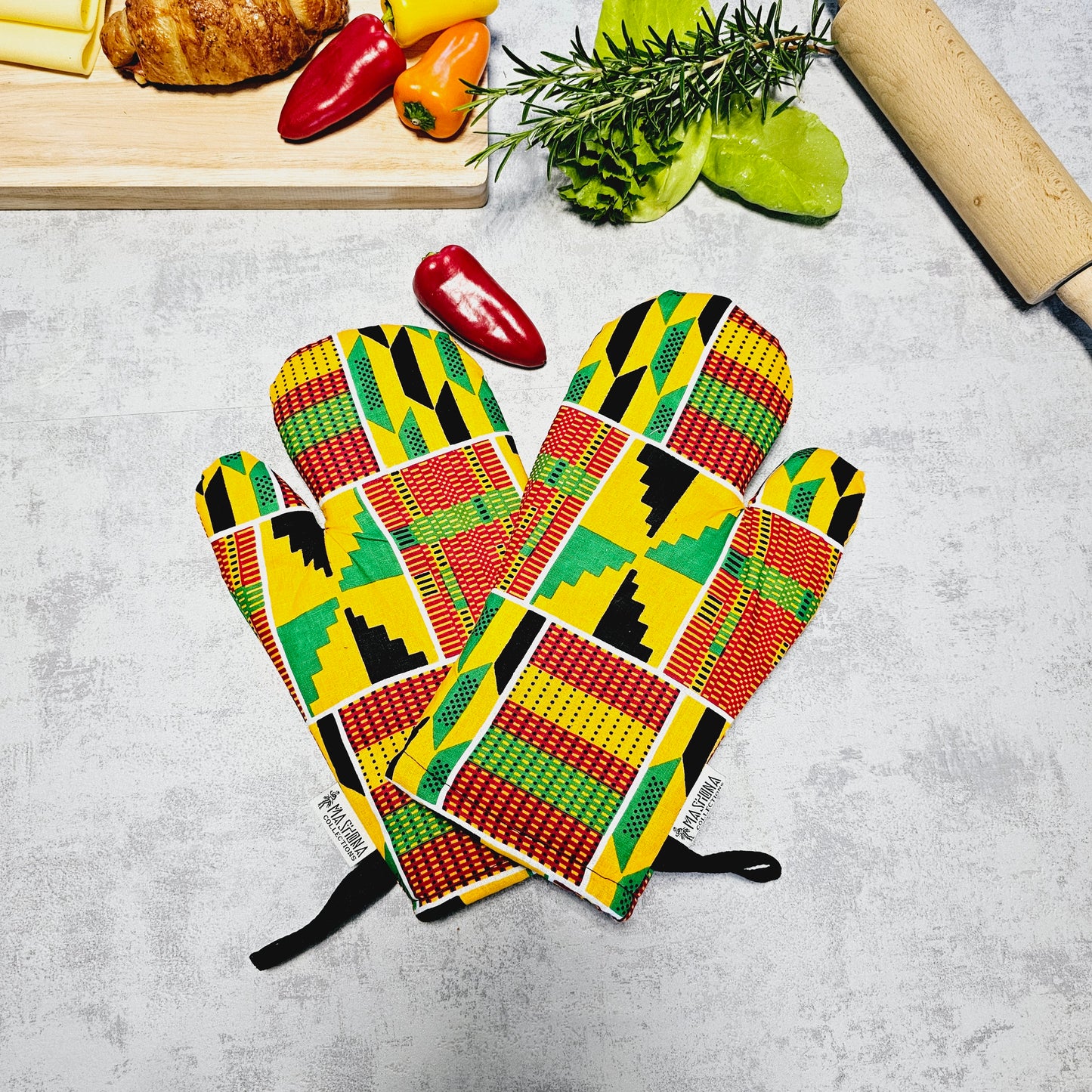 Handmade Apron and Matching Oven Gloves Set