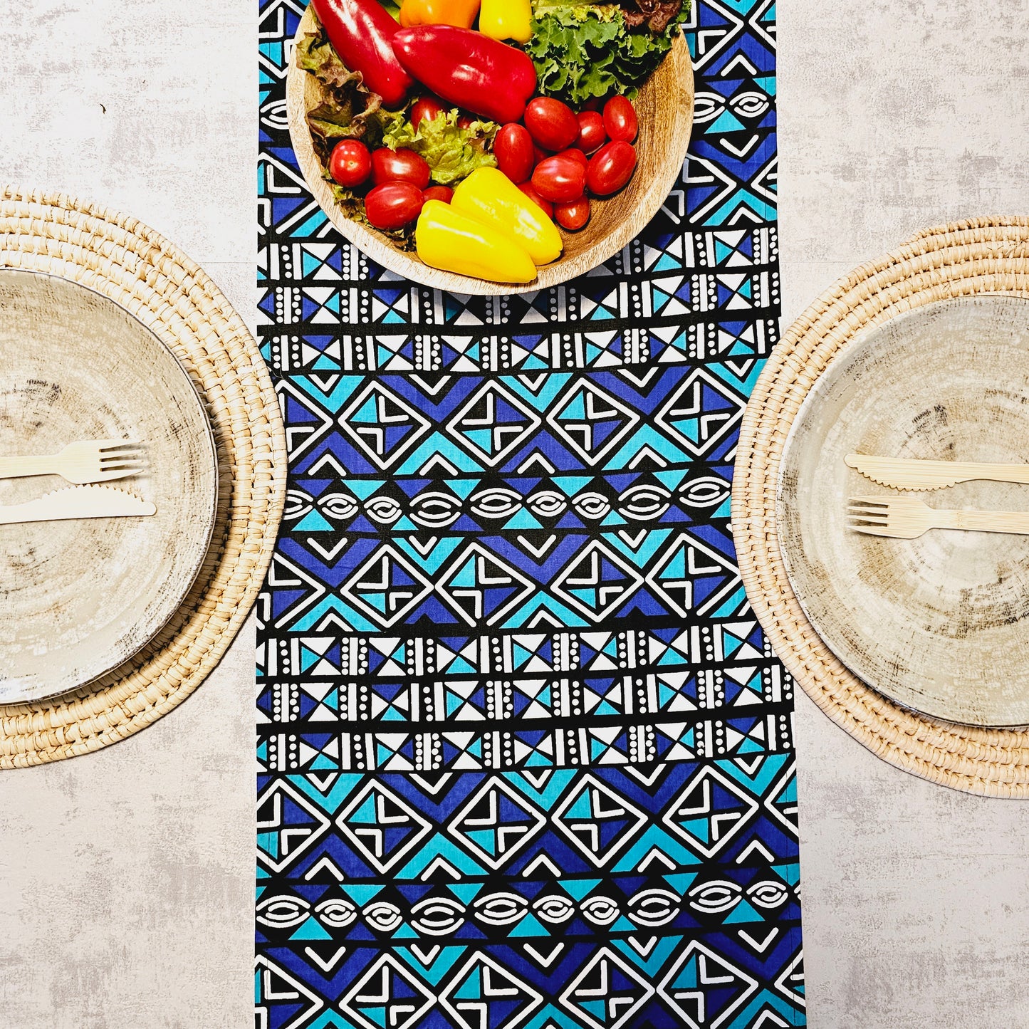 Handmade Table Runner 160x35cm | 180x35 | 200x35cm | African Print "Mudcloth" Bogolan Inspired Print  Made from 100% African Print Fabric