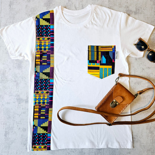 Africa Print Detailed T-Shirt | Ankara Detail and Pocket