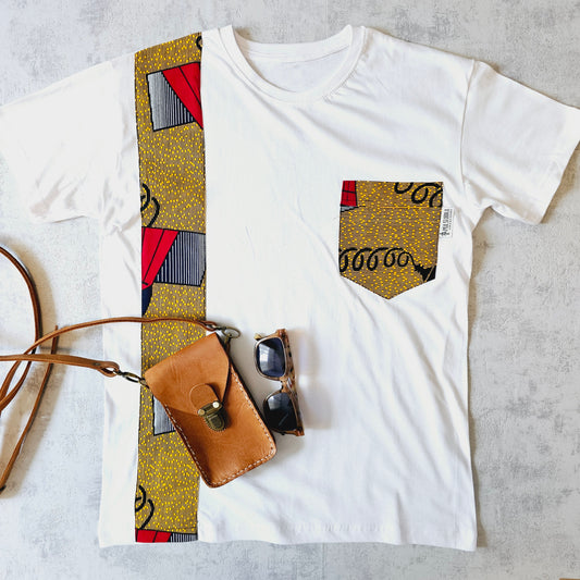 Africa Print Detailed T-Shirt | Ankara Detail and Pocket