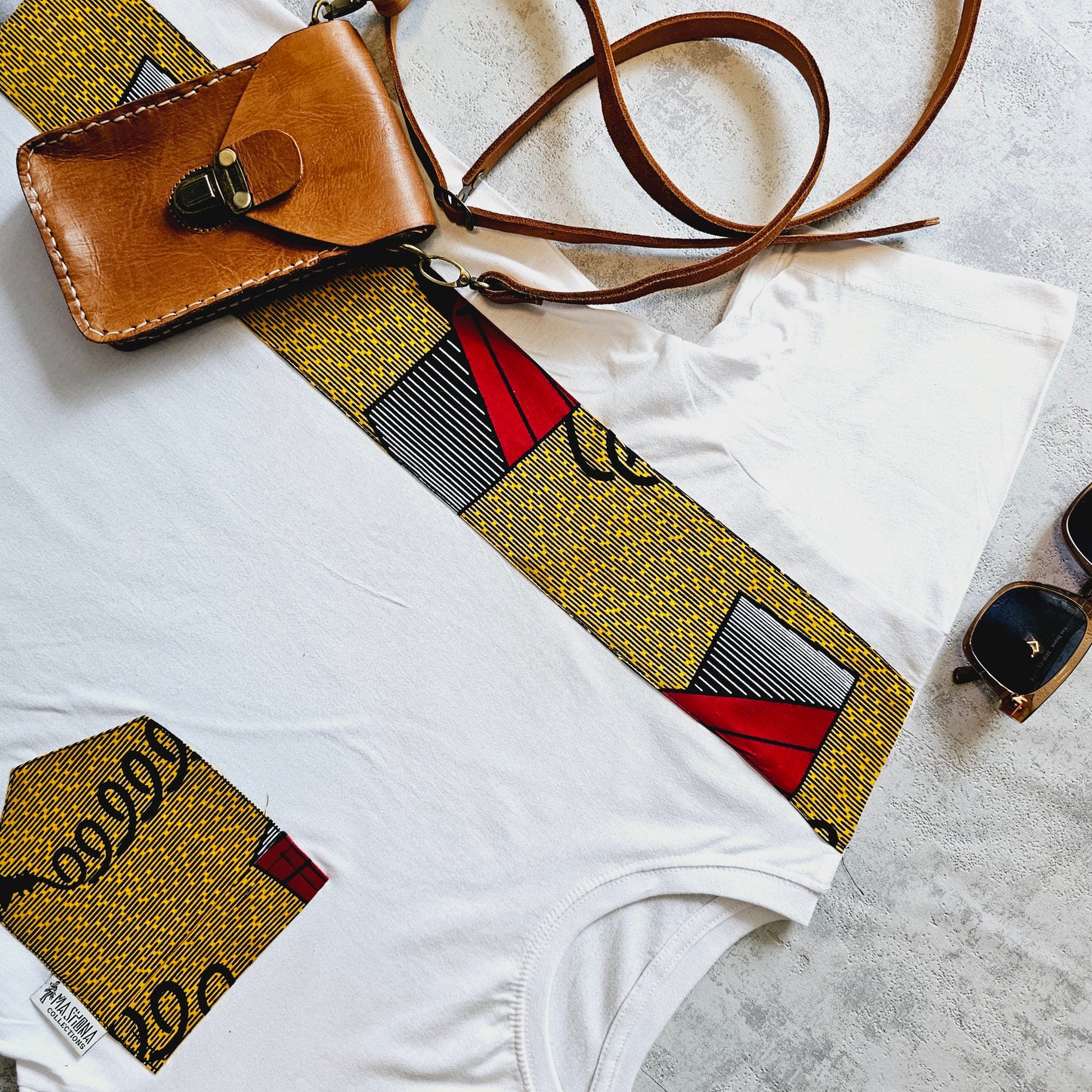 Africa Print Detailed T-Shirt | Ankara Detail and Pocket