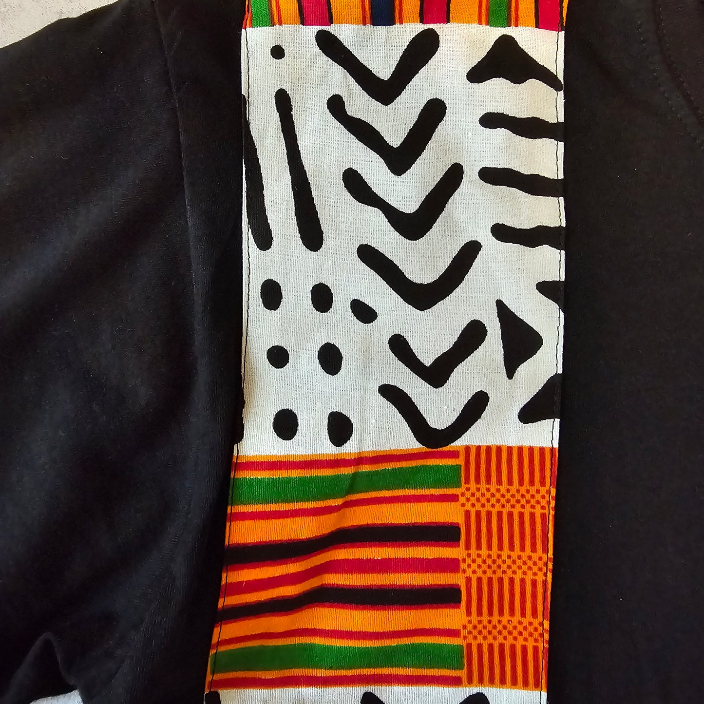 Africa Print Detailed T-Shirt | Bogolan Print Detail and Pocket