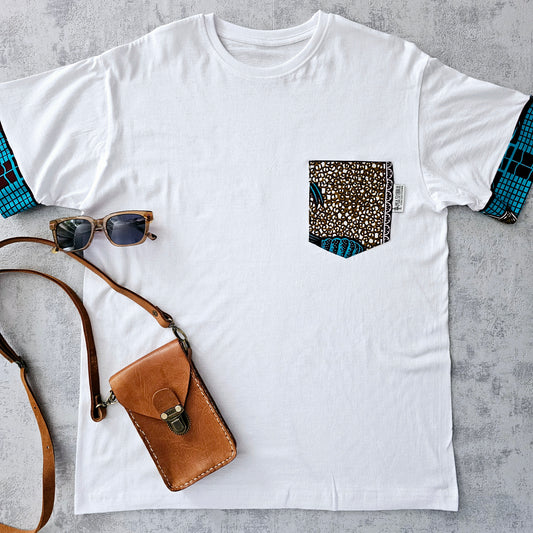 Africa Print Detailed T-Shirt | Ankara Detail and Pocket