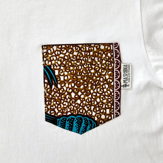 Africa Print Detailed T-Shirt | Ankara Detail and Pocket