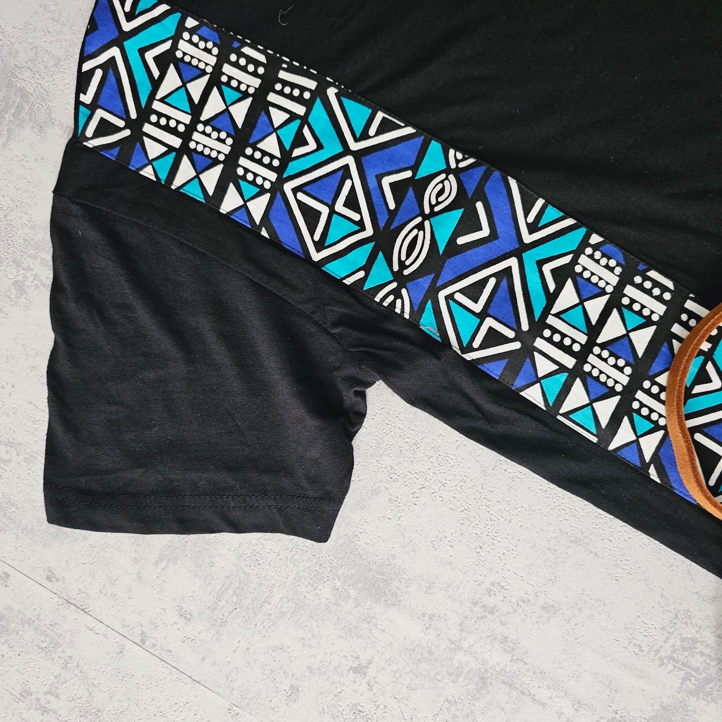 Africa Print Detailed T-Shirt | Bogolan Print Detail and Pocket