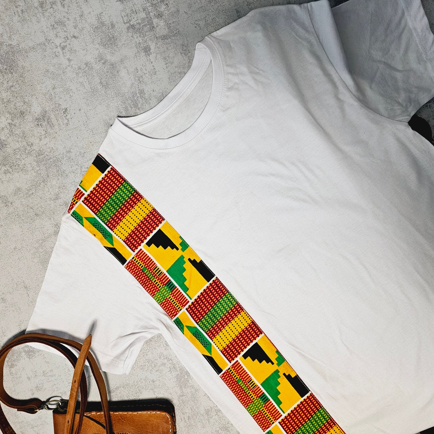 Africa Print Detailed T-Shirt | Ankara Detail and Pocket