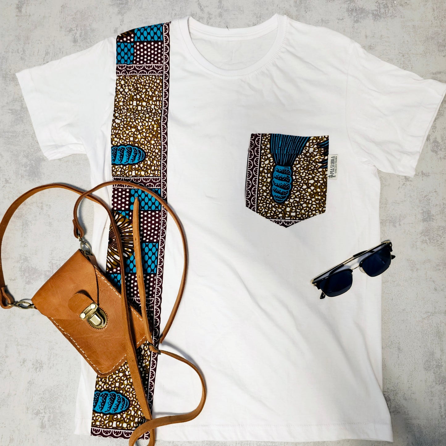 Africa Print Detailed T-Shirt | Ankara Detail and Pocket