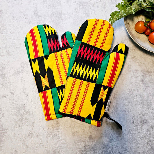 Set of 2 Oven Gloves | Handmade "Mudcloth" Bogolan Print Inspired African Print