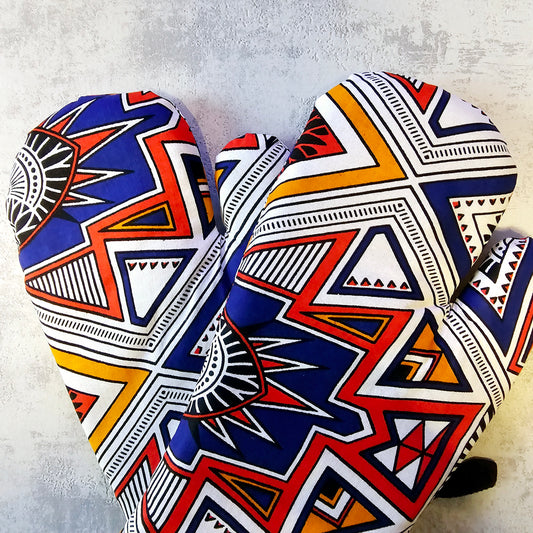 Set of 2 Oven Gloves Handmade "Mudcloth" Bogolan Print Inspired African Print