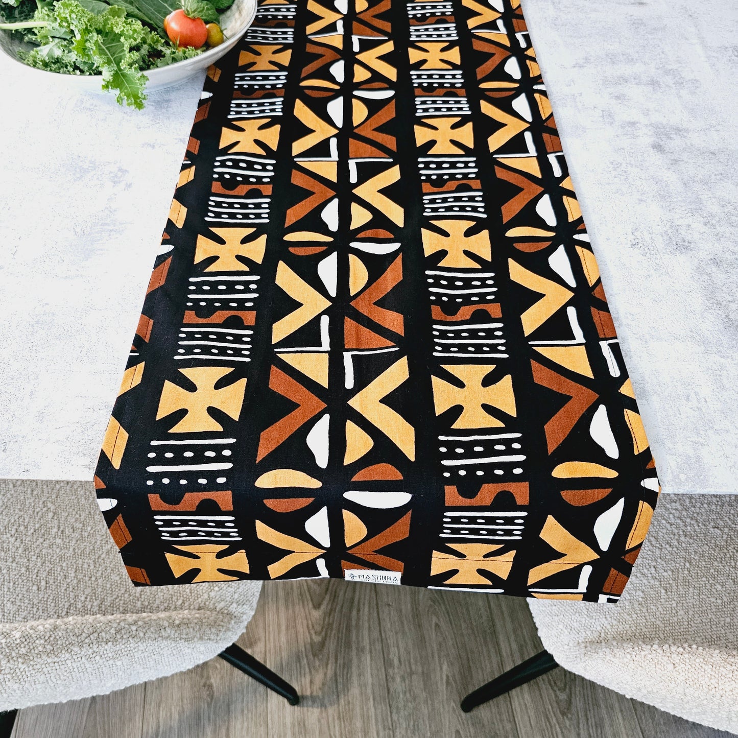 Handmade Table Runner 160x35cm | 180x35cm |200x35cm | African Print "Mudcloth" Bogolan Inspired Fabric 100% Cotton