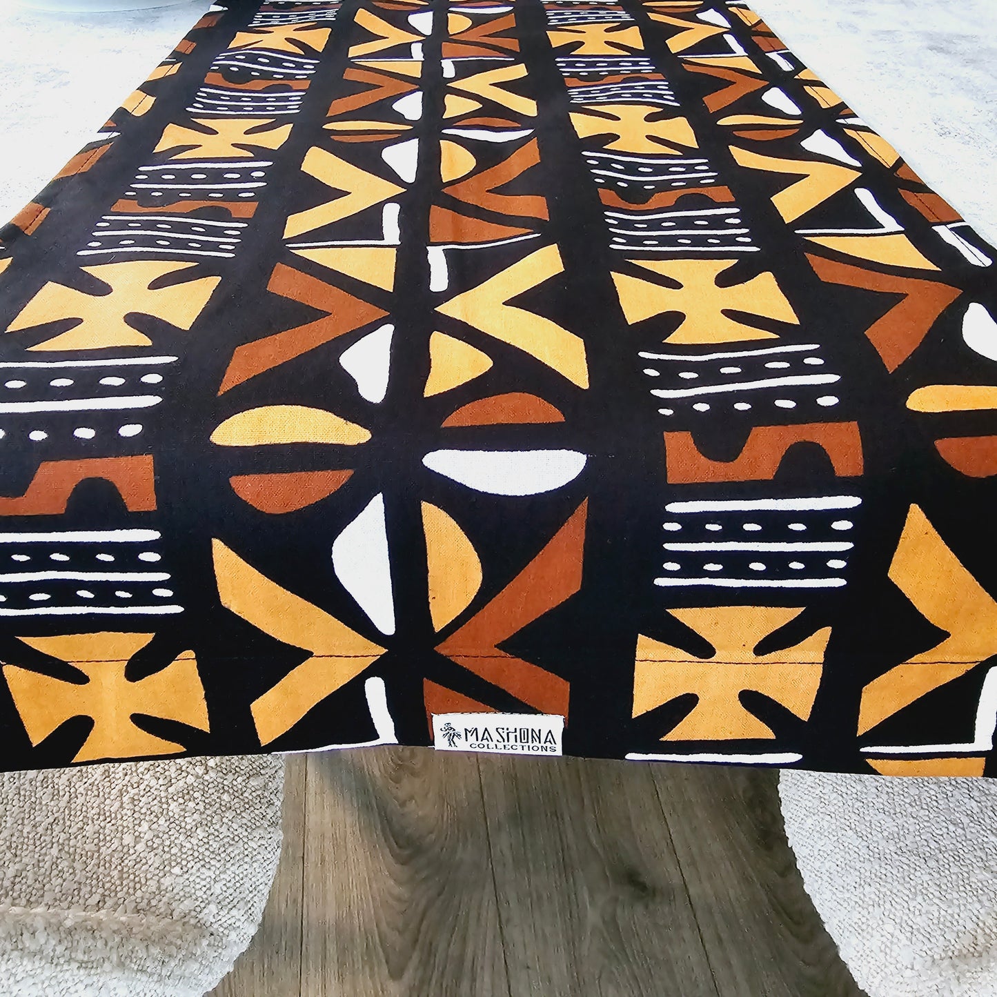 Handmade Table Runner 160x35cm | 180x35cm |200x35cm | African Print "Mudcloth" Bogolan Inspired Fabric 100% Cotton