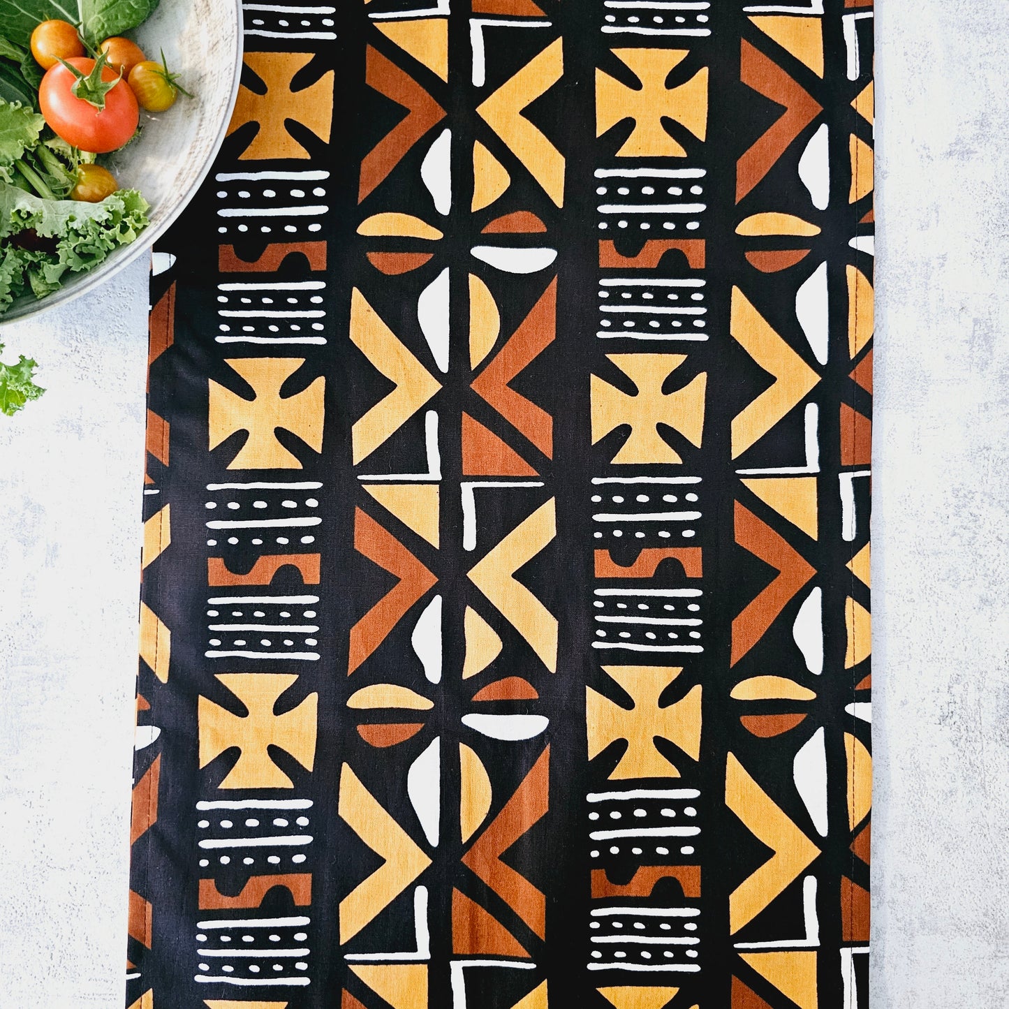 Handmade Table Runner 160x35cm | 180x35cm |200x35cm | African Print "Mudcloth" Bogolan Inspired Fabric 100% Cotton