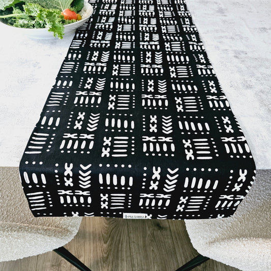 Handmade Table Runner 160x35cm | 180x35 | 200x35cm | African Print "Mudcloth" Bogolan Inspired Print  Made from 100% African Print Fabric