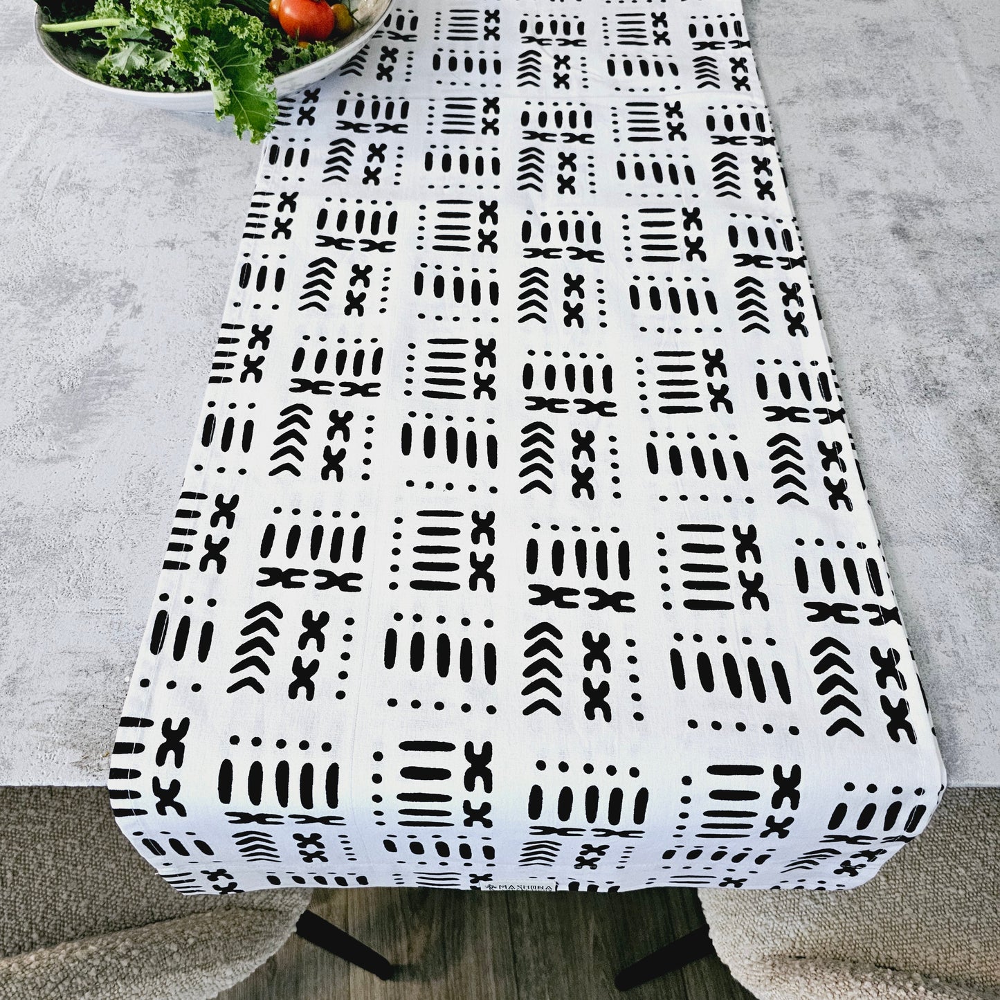 Handmade Table Runner 160x35cm | 180x35cm |200x35cm | African Print "Mudcloth" Bogolan Inspired Fabric 100% Cotton