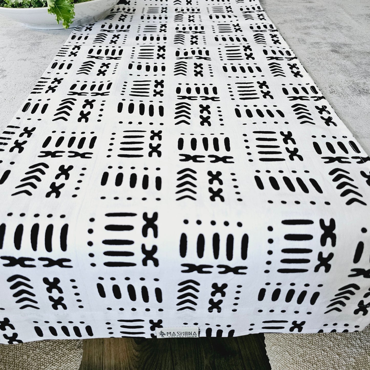 Handmade Table Runner 160x35cm | 180x35cm |200x35cm | African Print "Mudcloth" Bogolan Inspired Fabric 100% Cotton