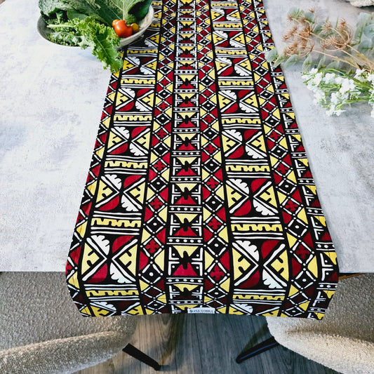 Handmade Table Runner 160x35cm | 180x35 | 200x35cm | African Print "Mudcloth" Bogolan Inspired Print  Made from 100% African Print Fabric