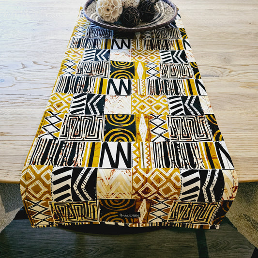 Handmade Table Runner 160x35cm | 180x35 | 200x35cm | African Print "Mudcloth" Bogolan Inspired Print  Made from 100% African Print Fabric