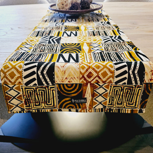 Handmade Table Runner 160x35cm | 180x35 | 200x35cm | African Print "Mudcloth" Bogolan Inspired Print  Made from 100% African Print Fabric