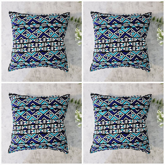 Set of 2 / 4 African Print | 40x40cm | Mudcloth Boho Cushion Cover 100% Cotton Wax Ankara Fabric