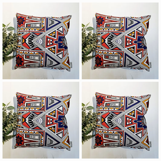 Set of 2 / 4 African Print | 40x40cm | Mudcloth Boho Cushion Cover 100% Cotton Wax Ankara Fabric