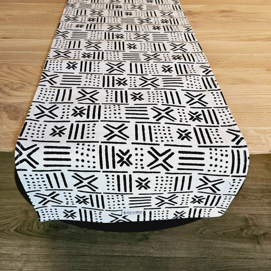 Handmade Table Runner 160x35cm | 180x35 | 200x35cm | African Print "Mudcloth" Bogolan Inspired Print  Made from 100% African Print Fabric