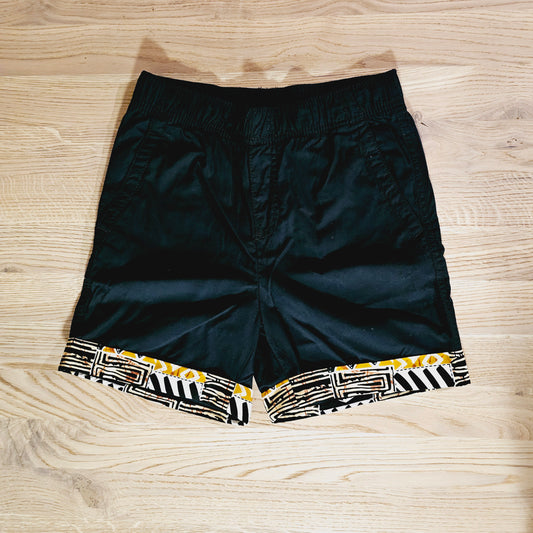 Cotton Pull-on Shorts with African Print Detail for Toddlers and Teens