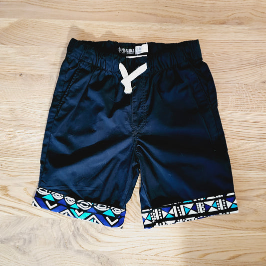 Cotton Pull-on Shorts with African Print Detail for Toddlers and Teens