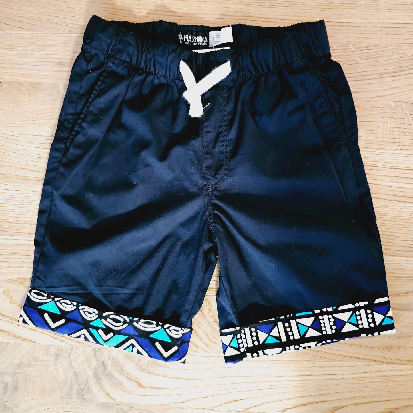 Cotton Pull-on Shorts with African Print Detail for Toddlers and Teens