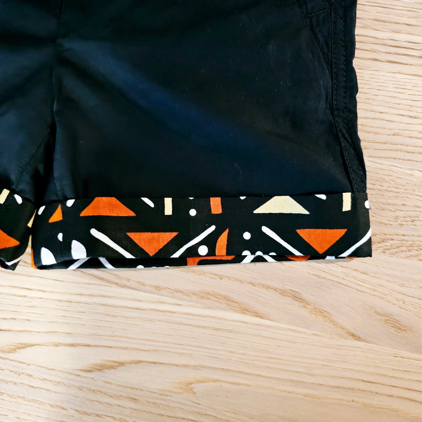 Cotton Pull-on Shorts with African Print Detail for Toddlers and Teens