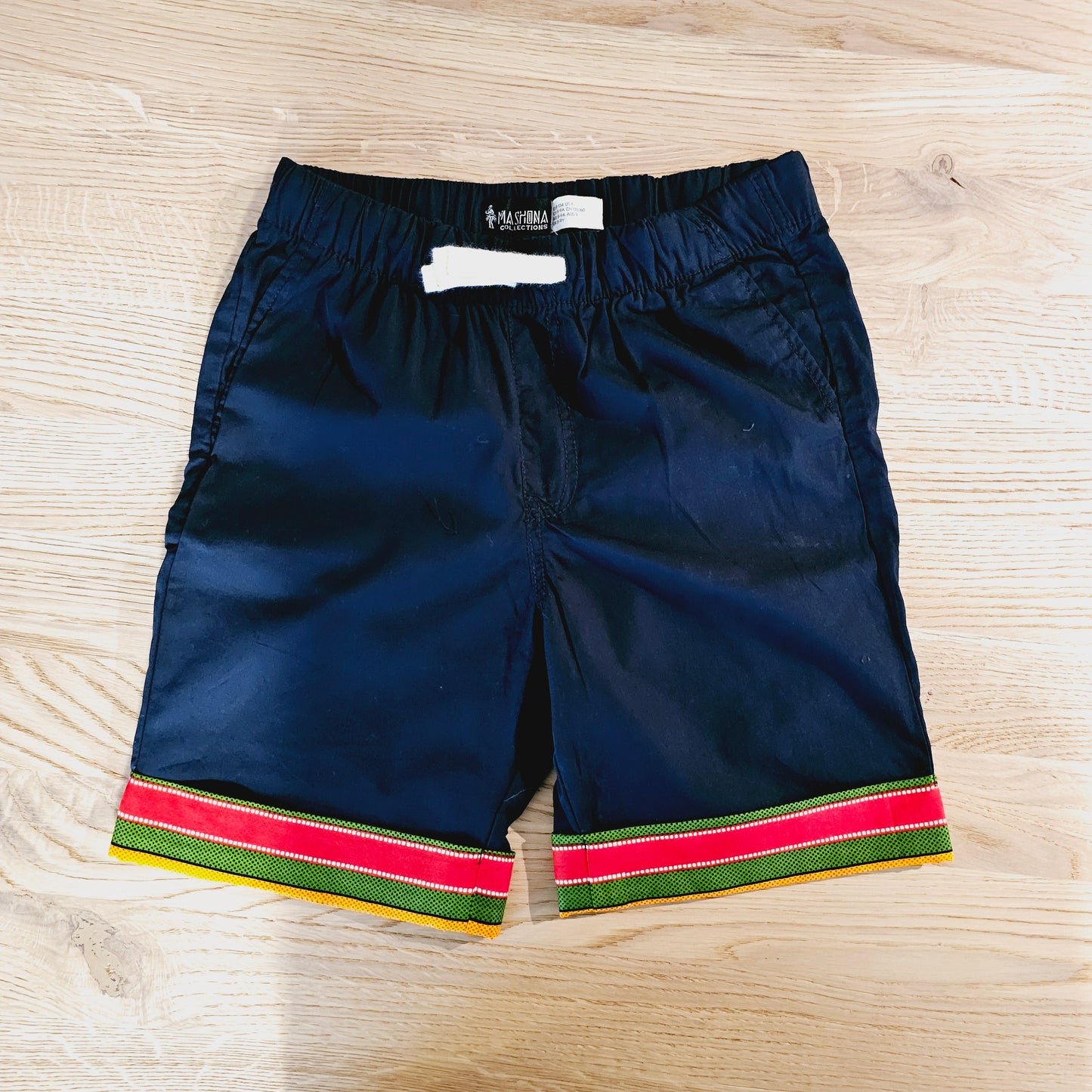 Cotton Pull-on Shorts with African Print Detail for Toddlers and Teens