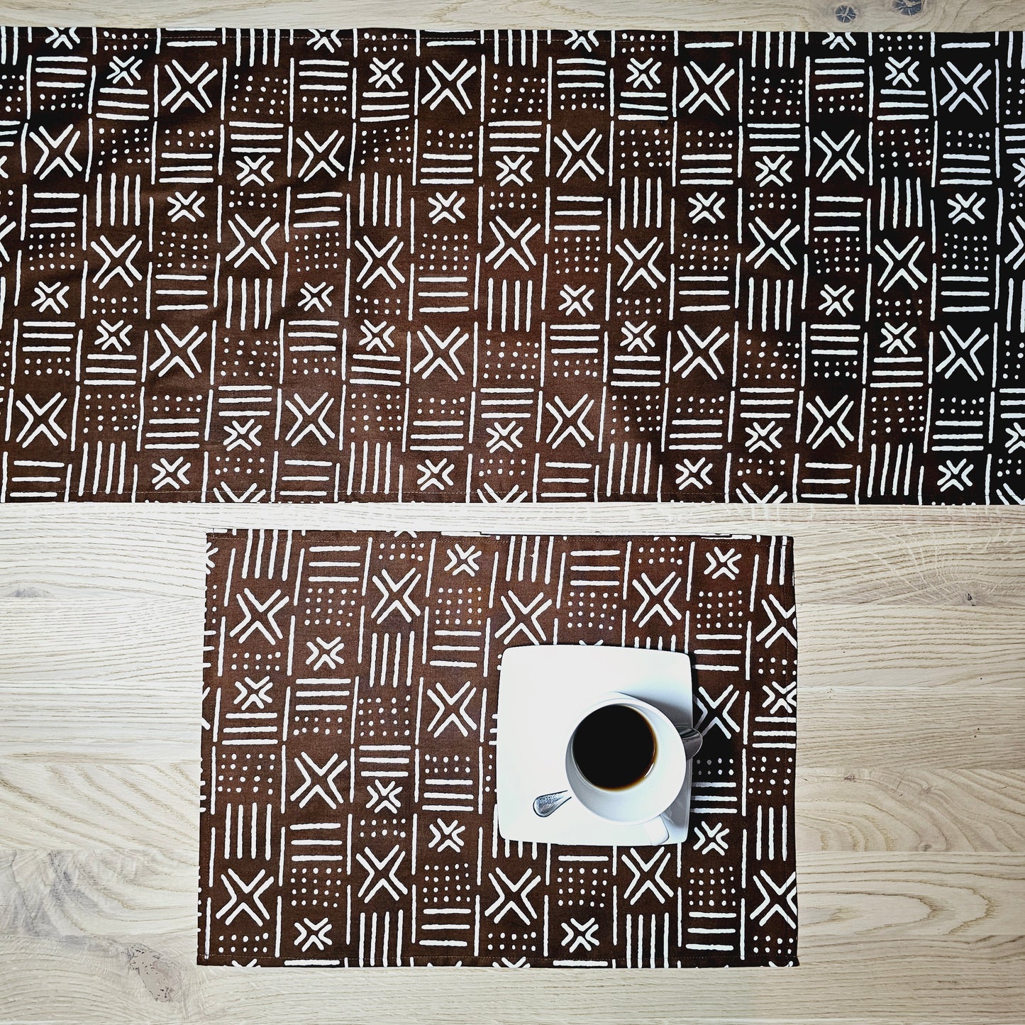 Table Runner and Set of 4 Placemats | 100% Cotton African Print Fabric