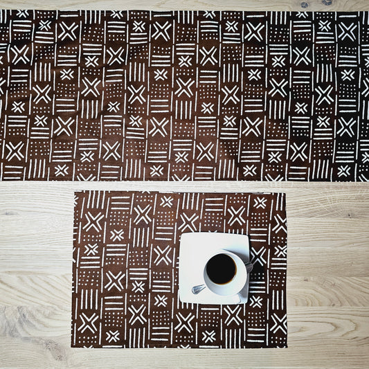 Table Runner and Set of 4 Placemats | 100% Cotton African Print Fabric