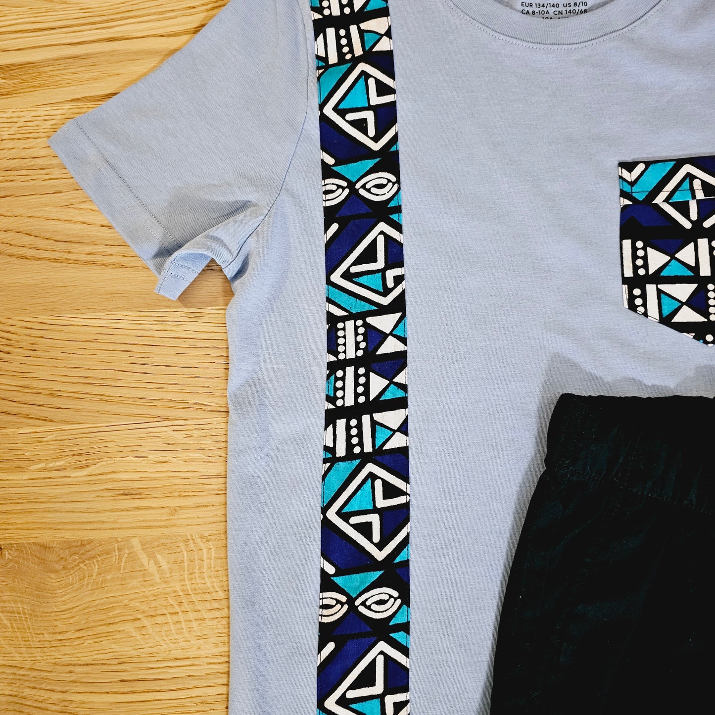 T-shirt and Cotton Pull Up Shorts Set with African Print Detail. (Copy)