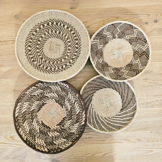 Set of 4 Handmade African Baskets Zimbabwe | Boho Wall Decor 4A