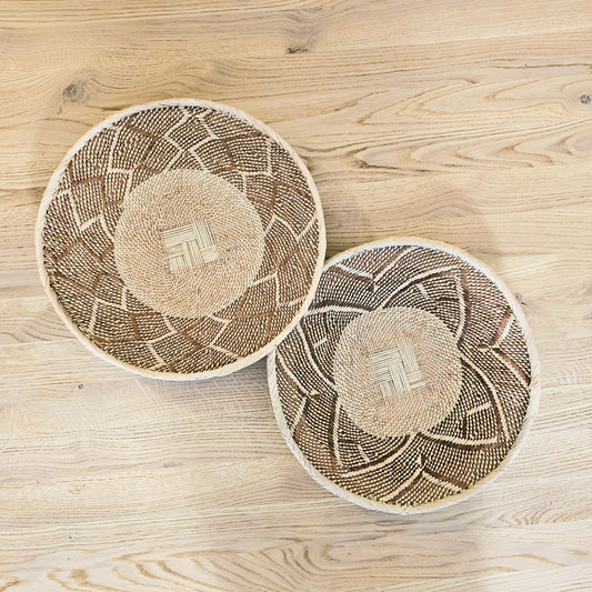 Set of 2 Handmade African Wall Baskets | Zimbabwe Baskets | Boho Wall Decor | 2A