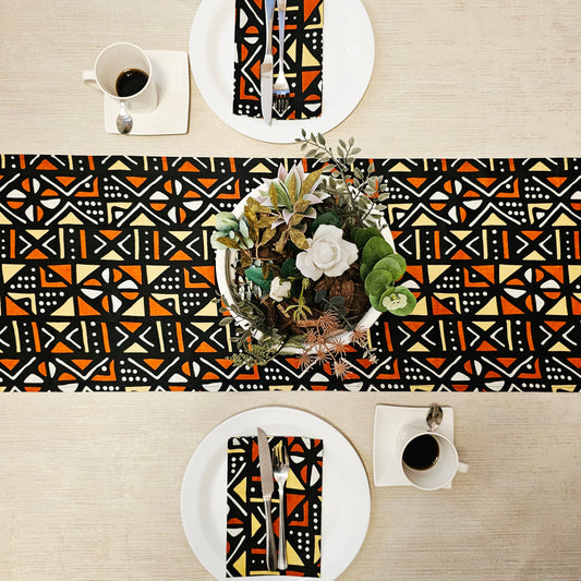 Table Runner and Set of 8 Napkins | 100% Cotton African Print Fabric