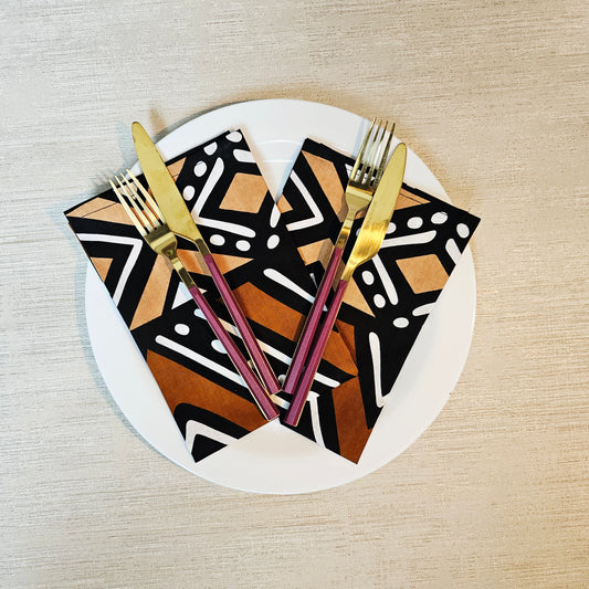 Set of 4 | 8 Napkins | 40x40cm | Ankara Wax 100% Cotton