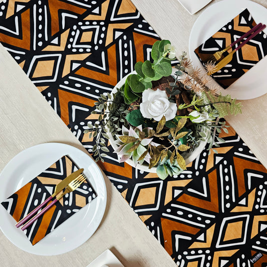 Table Runner and Set of 8 Napkins | 100% Cotton African Print Fabric