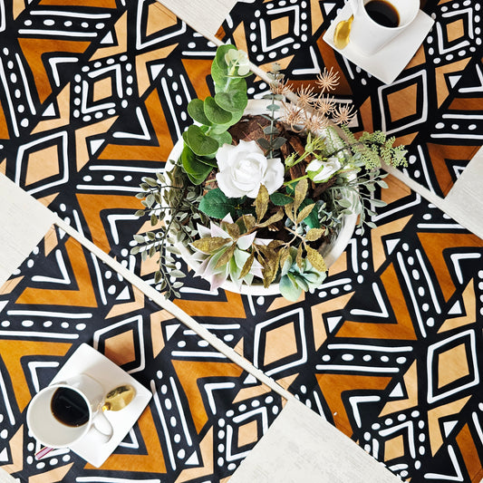 Table Runner and Set of 4 Placemats | 100% Cotton African Print Fabric
