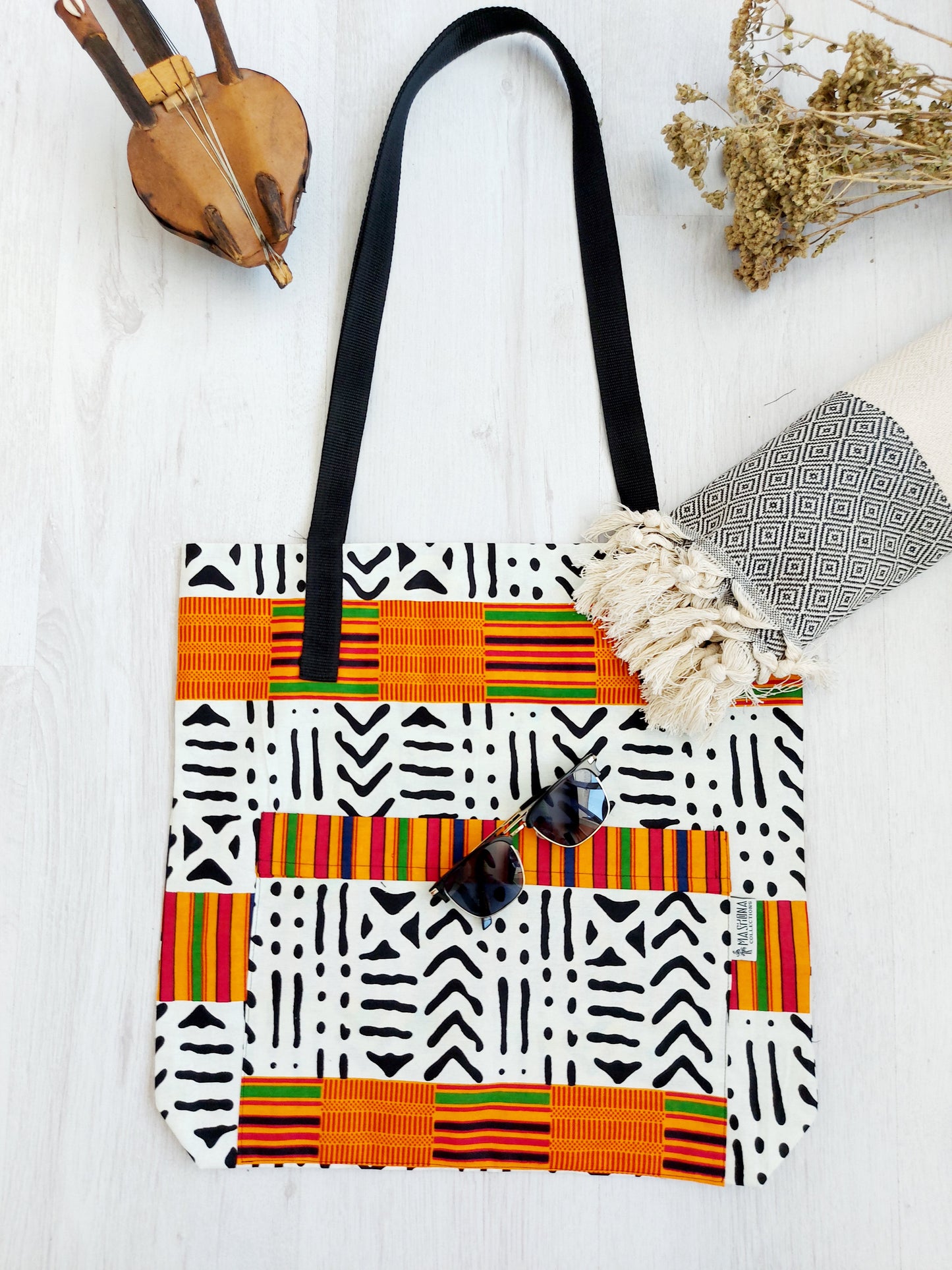 Handmade African Print Tote Bag | Beach Bag | Shopping Bag