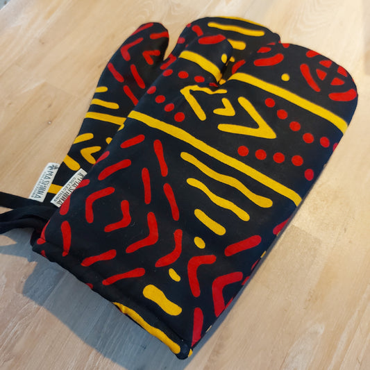 Set of 2 Handmade "Mudcloth" Bogolan Print Inspired African Print Oven Glove