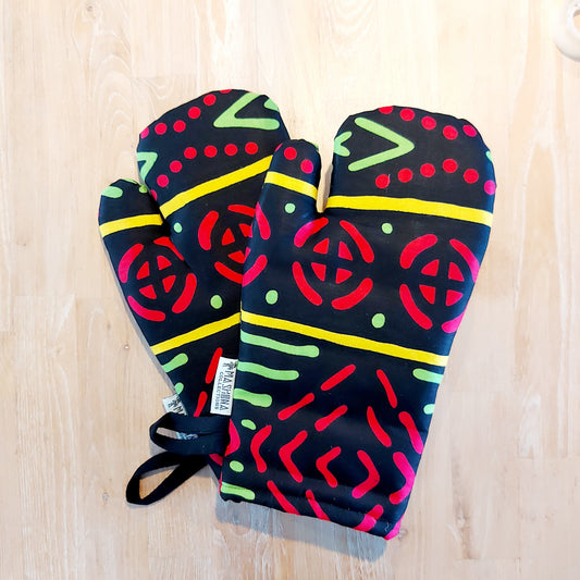 Set of 2 Handmade "Mudcloth" Bogolan Print Inspired African Print Oven Glove