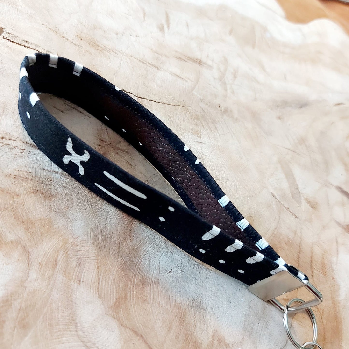 African Print and Leather Key Fob | Wristlet | Key Holder