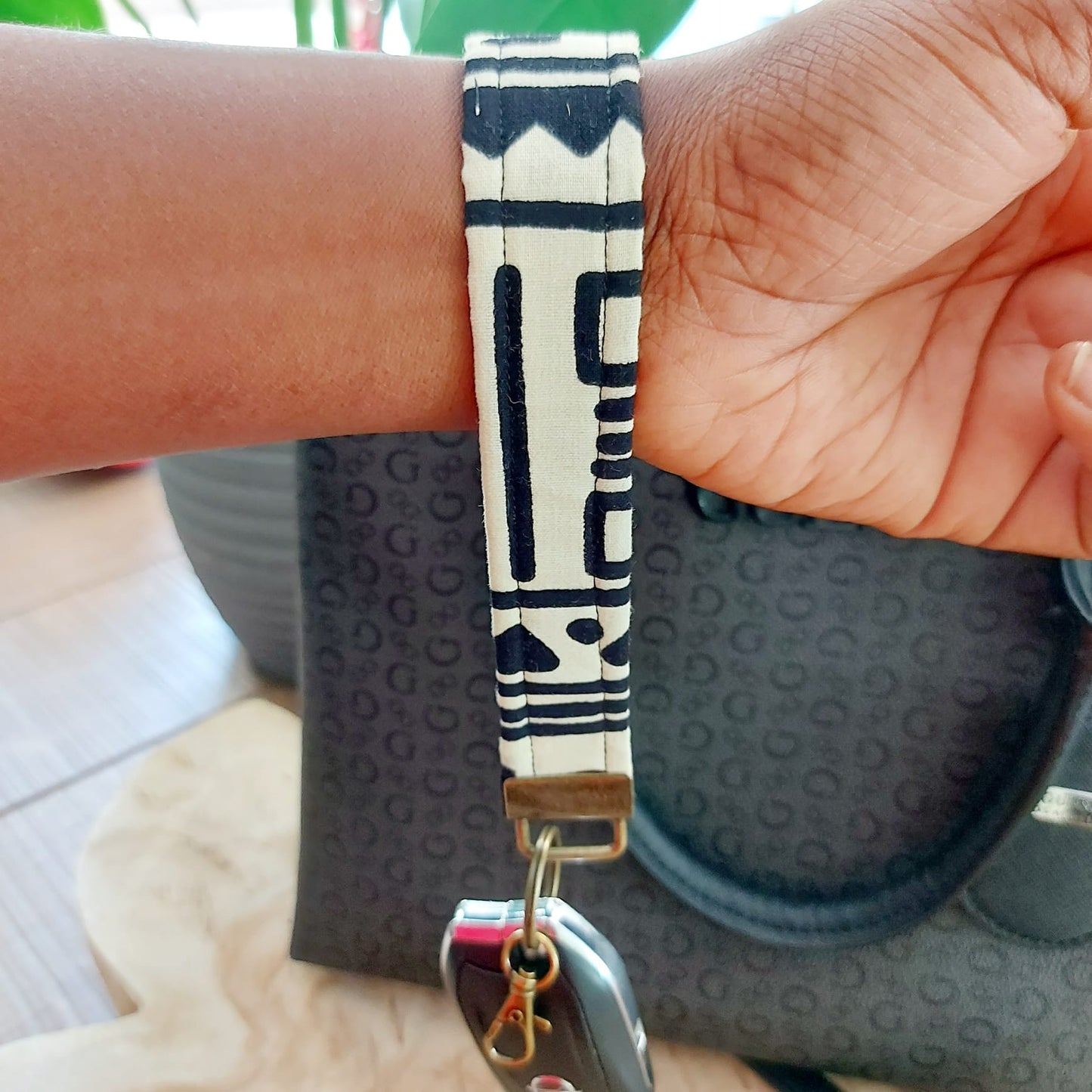 African Print and Leather Key Fob | Wristlet | Key Holder