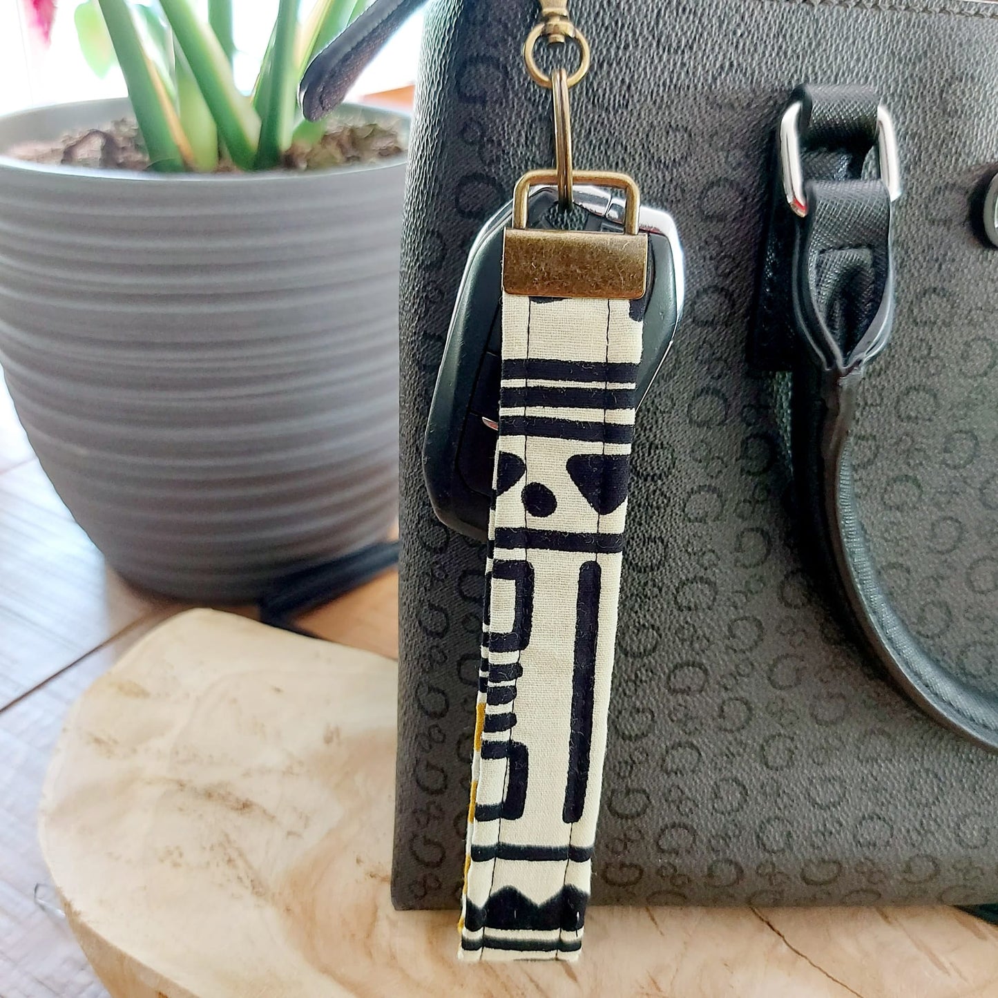 African Print and Leather Key Fob | Wristlet | Key Holder